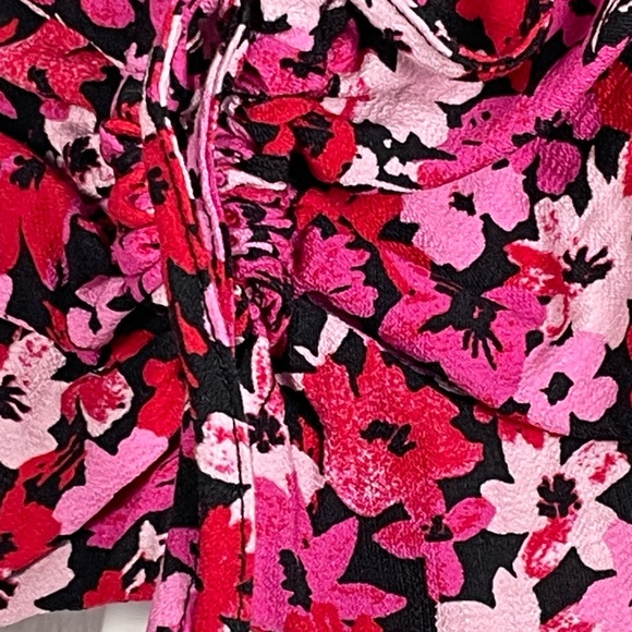 Coquette Ruched Keyhole Bandeau Bralette Top Vintage inspired Pink Red Florals - Picture 7 of 11